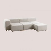 4-delige Chaise Longue Modulaire Bank Met 1 Armleuning Robert Crème Beige - Sklum