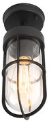 Landelijke buitenplafondlamp zwart met glas IP44 - Elza Landelijk E27 IP44 Buitenverlichting