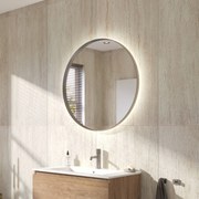 Ben Mimas ronde spiegel met LED verlichting en anti-condens Ø80cm geborsteld RVS
