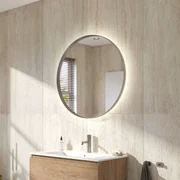 Ben Mimas ronde spiegel met LED verlichting en anti-condens Ø80cm geborsteld RVS