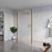 Fortifura Galeria Vrijstaande Inloopdouche - 100x200cm - Glas mat - antikalk - 8mm veiligheidsglas - 2 zijwanden 30cm - wandsteunen en hoekprofielen - Geborsteld koper PVD (Koper) SW927772 2x/SW797927/SW797931 2x/SW876703 2x