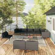 vidaXL 10-delige Loungeset met kussens poly rattan donkergrijs