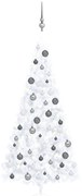 vidaXL Kunstkerstboom met LED's en kerstballen half 210 cm wit