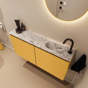 Mondiaz Ture DLux toiletmeubel 100cm ocher met wastafel glace rechts met kraangat