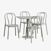 Set Van Vierkante Tuintafel 70x70 Cm En 4 Tuinstoelen Mizzi Groen – Khaki - Sklum
