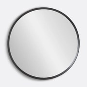 Ronde spiegel in massief zwart eiken,Ø100 cm, Orion