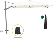 + 10% kassakorting | Parasol Shadowline Austin | Inclusief hoes | Vierkant | 300x300cm | Met draaihendel | Wit | Kees Smit Tuinmeubelen