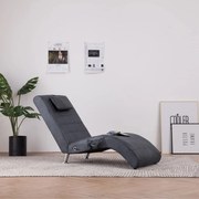 vidaXL Massage chaise longue met kussen kunstsuède grijs