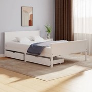 vidaXL Bedframe met 2 lades massief grenenhout wit 160x200 cm