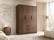 Kledingkast Closico Calvron I, Zwart, Notenhout, 216x150x60cm, 168.5 kg, Kledingkast deuren: Met scharnieren