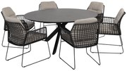 Taste by 4 Seasons Rhodos tuinset met Locarno tafel HPL blad Ø 160 cm SALE Tuinset antraciet weerbestendig