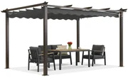 Barbados terraspergola 3x4 m met Garden Point hout-antraciet gordijnen