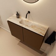 Mondiaz Ture DLux toiletmeubel 80cm rust met wastafel frappe midden zonder kraangat