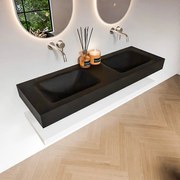 Zaro Alan badmeubel 140cm met planchet talc en vrijhangende wastafel cloud dubbel zonder kraangat urban