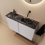 Mondiaz Ture DLux toiletmeubel 80cm cale met wastafel lava rechts zonder kraangat