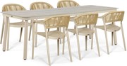 Tuinset 6 personen 220 cm Kunststof Taupe Domani Furniture Toscano/Tavano