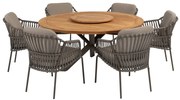 Prado Capalbio dining tuinset 8 delig 160x H75cm rond teak terre met Lazy Susan 4 Seasons Outdoor