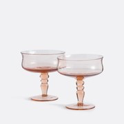 Set van 2 champagneglazen met geribbeld glas, Brissa