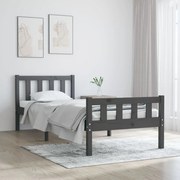 vidaXL Bedframe massief hout grijs 75x190 cm 2FT6 Small Single