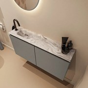 Mondiaz Ture DLux toiletmeubel 100cm smoke met wastafel glace links met kraangat