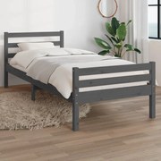 vidaXL Bedframe massief hout grijs 75x190 cm 2FT6 Small Single