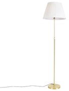 Vloerlamp goud/messing met plisse kap crème 45 cm - Parte Landelijk / Rustiek E27 cilinder / rond rond Binnenverlichting Lamp