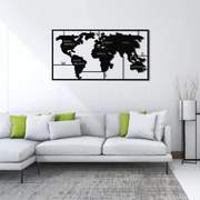 Homemania Wanddecoratie World Map 90x55 cm metaal zwart