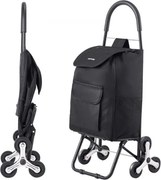 VEVOR Opvouwbare boodschappenwagen, 450x350x965mm, traploopwagen met 6 wielen, opbergtas van Oxford-stof, voor boodschappen, kantoor, verhuizingen, transport, buiten, wasserij, zwart