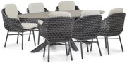 Tuinset 6 personen 220 cm Aluminium/wicker Grijs Santika Furniture Santika