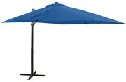 vidaXL Zweefparasol met paal en LED-verlichting 250 cm azuurblauw