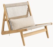 Handgemaakte loungefauteuil MR01 Initial van eikenhout met stoelkussen