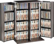 VEVOR Media-opbergkast, dvd-kast met deuren en planken, cd-opslag voor maximaal 576 cd's, verstelbare dvd-plank, beschermt en organiseert muziek, films, videogames of verzamelingen - Espresso