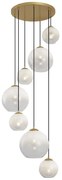 Hotel Chique hanglamp messing met wit glas rond 7-lichts - Misty