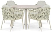 Tuinset Ronde Tuintafel 4 personen 120 cm Aluminium/rope Taupe  Coco Barcelona/Vienna