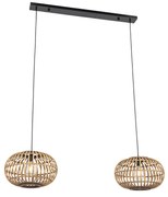 Eettafel / Eetkamer Oosterse hanglamp bamboe 2-lichts - AmiraOosters E27 Binnenverlichting Lamp