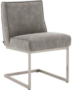 Goossens Excellent Eetkamerstoel Tom grijs micro leer leuning, urban industrieel