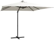 vidaXL Zweefparasol met LED-verlichting en paal 250x250 cm zandkleurig