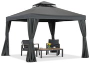 Antraciet tuinpaviljoen met gordijnen Valencia 3x3m Garden Point
