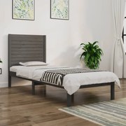 vidaXL Bedframe massief hout grijs 90x190 cm 3FT6 Single