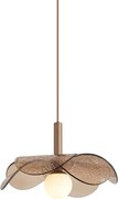 Design hanglamp donker brons met ribbel glas - Kemner