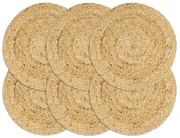 vidaXL Placemats 6 st rond 38 cm jute natuurlijk