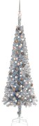 vidaXL Kerstboom met LED's en kerstballen smal 180 cm zilverkleurig