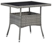 vidaXL Tuintafel poly rattan en glas grijs