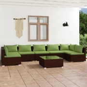 vidaXL 8-delige Loungeset met kussens poly rattan bruin