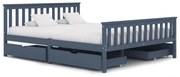 vidaXL Bedframe met 4 lades massief grenenhout grijs 160x200 cm