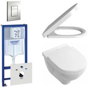 Villeroy & Boch O.Novo toiletset - inclusief inbouwreservoir - softclose & quickrelease zitting - bedieningsplaat verticaal/horizontaal chroom mat 0720002/0729205/0124162/0124182/