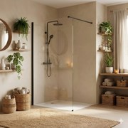 Walk-in douchewand Rea Flexi Transparent / Black 100