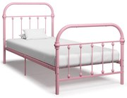 vidaXL Bedframe metaal roze 100x200 cm