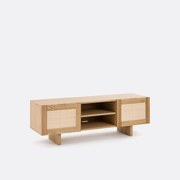 TV-meubel van eikenhout, fineer en vlechtwerk L150 cm, Arty