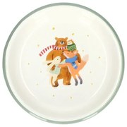 Diep bord, emaille, knuffelende dieren,Ø 14 cm